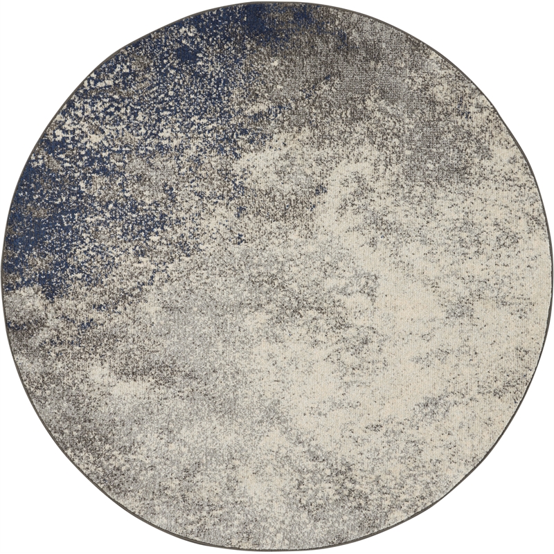 Nourison Passion 5' x Round Charcoal Ivory Fabric Modern Area Rug (5' Round)