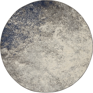 Nourison Passion 5' x Round Charcoal Ivory Fabric Modern Area Rug (5' Round)