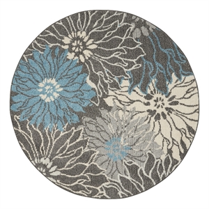 Nourison Passion 5'3&quot x ROUND Charcoal/Blue Contemporary Indoor Rug
