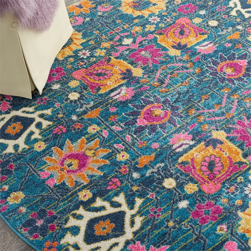 Nourison Passion 5' x Round Denim Fabric Bohemian Area Rug (5' Round)
