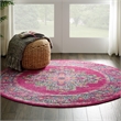 Nourison Passion 5' x Round Pink Fabric Bohemian Area Rug (5' Round)