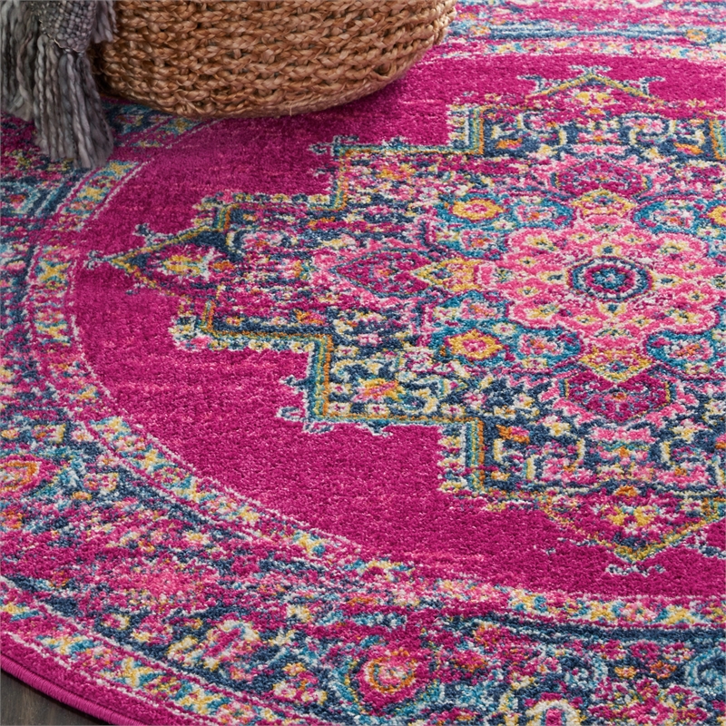 Nourison Passion 5' x Round Pink Fabric Bohemian Area Rug (5' Round)