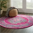 Nourison Passion 5' x Round Pink Fabric Bohemian Area Rug (5' Round)
