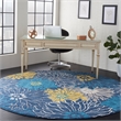 Nourison Passion 8' x Round Blue Fabric Contemporary Area Rug (8' Round)