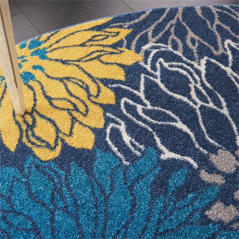 Nourison Passion 8' x Round Blue Fabric Contemporary Area Rug (8' Round)