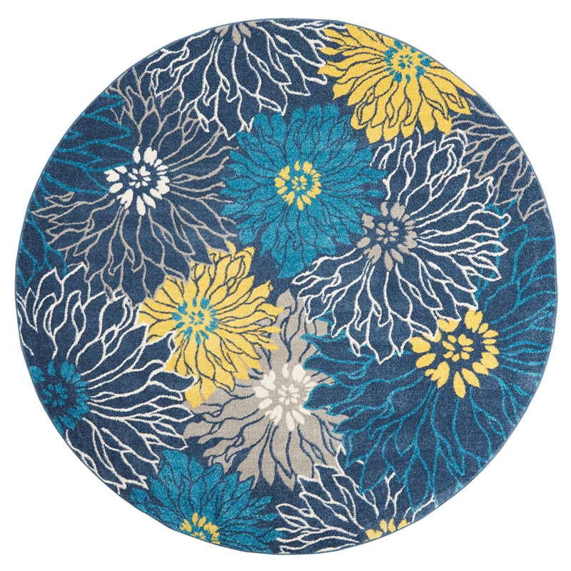 Nourison Passion 8' x Round Blue Fabric Contemporary Area Rug (8' Round)
