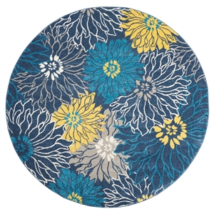 Nourison Passion 8' x Round Blue Fabric Contemporary Area Rug (8' Round)