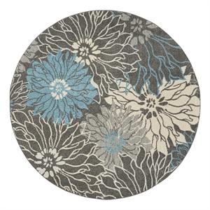 Nourison Passion 8' ROUND Charcoal/Blue Contemporary Indoor Rug Polypropylene