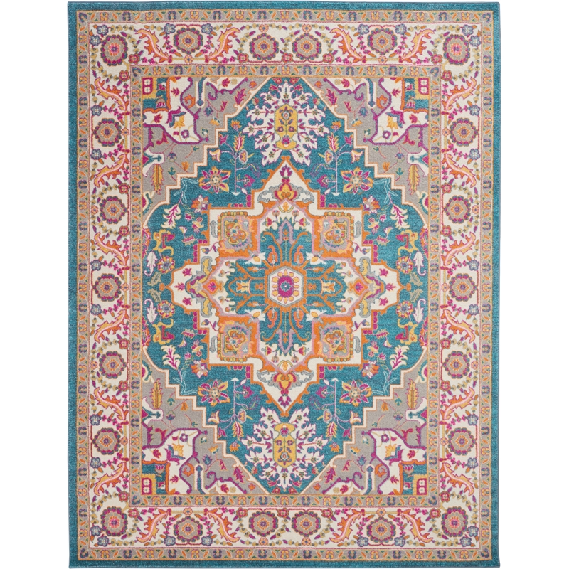 Nourison Passion 8' x 10' Teal Multicolor Fabric Bohemian Area Rug (8' x 10')