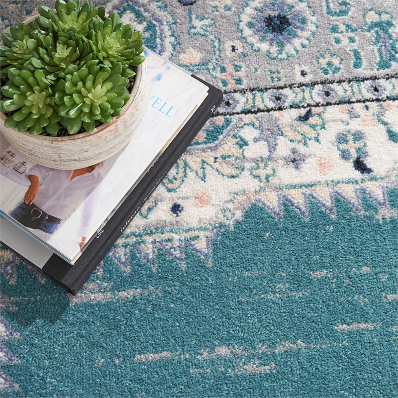 Nourison Passion 8' x 10' Turquoise Gray Fabric Bohemian Area Rug (8' x 10')