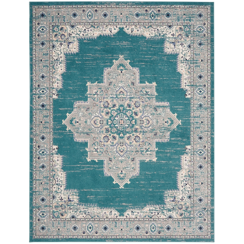 Nourison Passion 8' x 10' Turquoise Gray Fabric Bohemian Area Rug (8' x 10')
