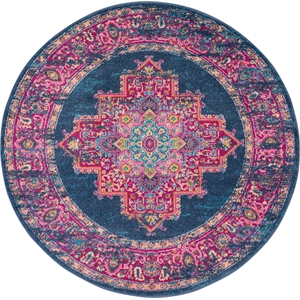 Nourison Passion 8' x Round Blue Fabric Bohemian Area Rug (8' Round)