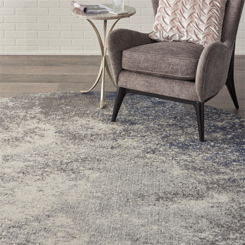 Nourison Passion 8' x Round Charcoal Ivory Fabric Modern Area Rug (8' Round)