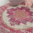 Nourison Passion 5' x Round Pink and White Fabric Bohemian Area Rug (5' Round)