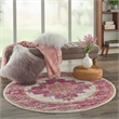 Nourison Passion 5' x Round Pink and White Fabric Bohemian Area Rug (5' Round)