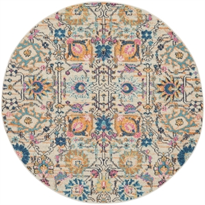 Nourison Passion 5' x Round Ivory Multicolor Fabric Bohemian Area Rug (5' Round)