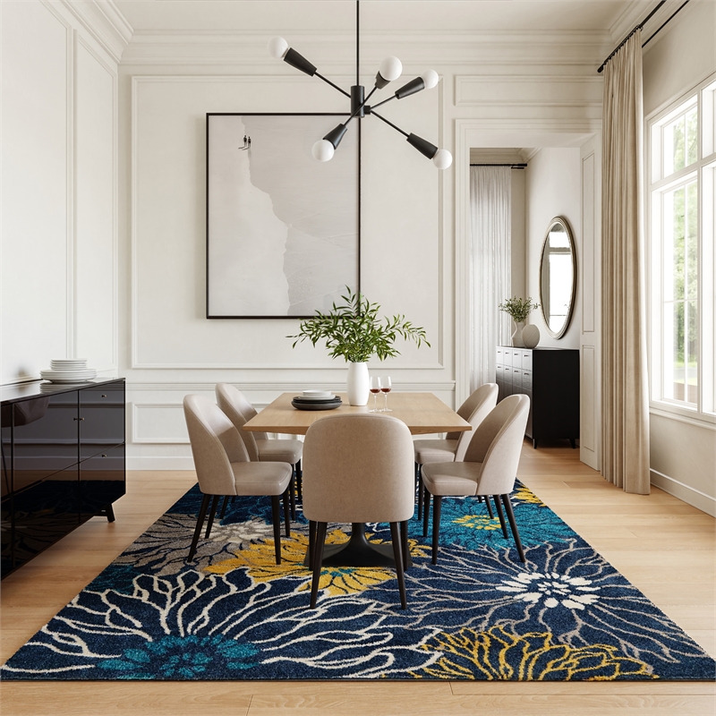 Nourison Passion 8' x 10' Blue Fabric Contemporary Area Rug (8' x 10')