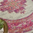 Nourison Passion 8' x Round Pink and White Fabric Bohemian Area Rug (8' Round)