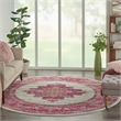 Nourison Passion 8' x Round Pink and White Fabric Bohemian Area Rug (8' Round)