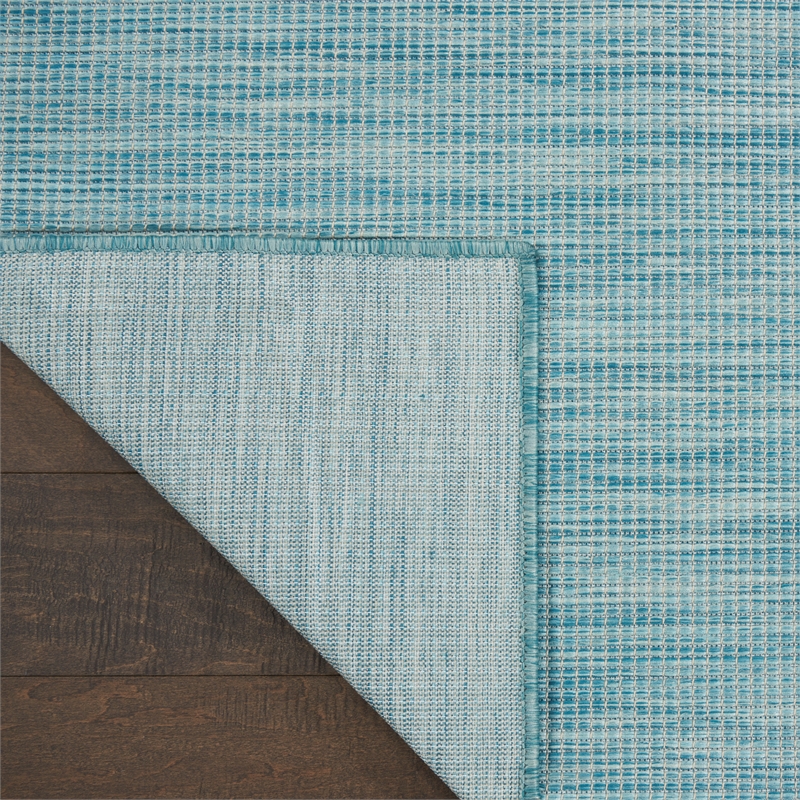 Nourison Positano 10' Runner Aqua Fabric Modern Area Rug (10' Runner)