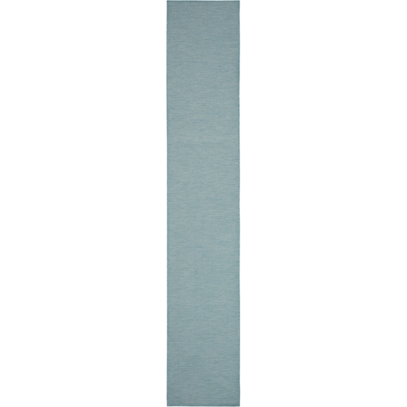 Nourison Positano 10' Runner Aqua Fabric Modern Area Rug (10' Runner)