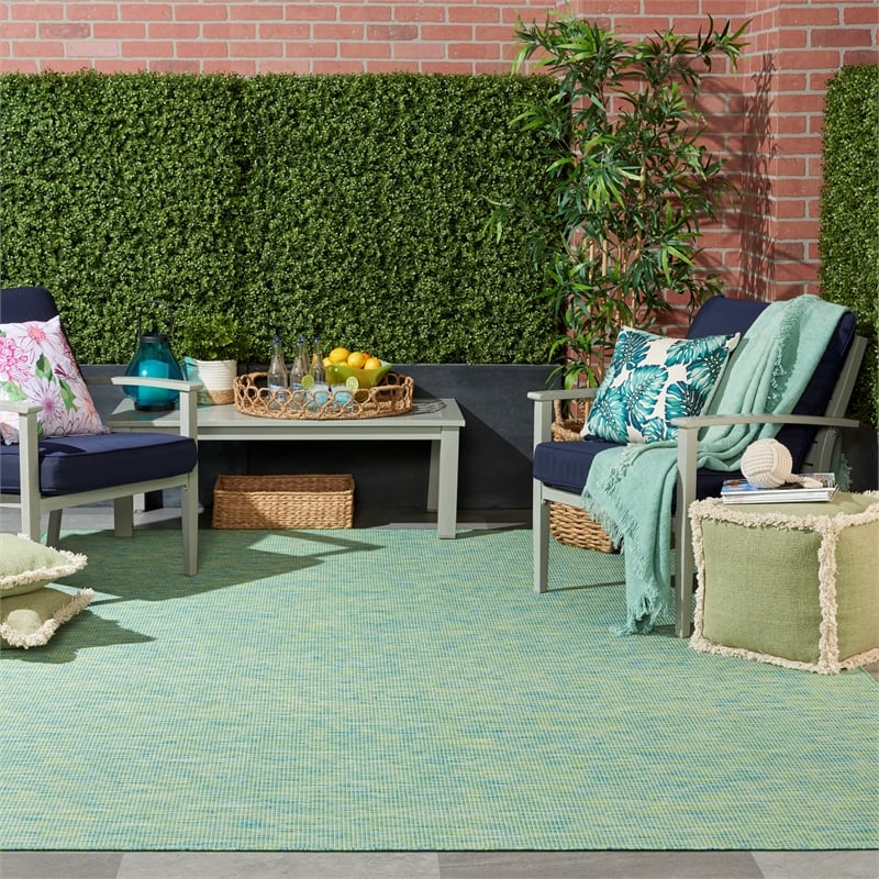 Nourison Positano 6' x 9' Blue Green Fabric Modern Area Rug (6' x 9')