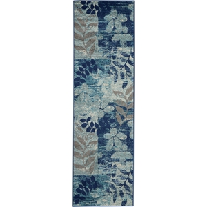 Nourison Tranquil 2'3&quot x 7'3&quot Navy/Light Blue Farmhouse Indoor Rug