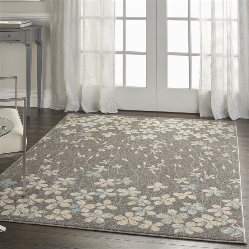 Nourison Tranquil 4' x 6' Grey-Beige Indoor Rug Polypropylene