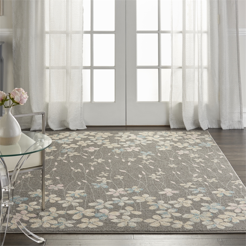 Nourison Tranquil 4' x 6' Grey-Beige Indoor Rug Polypropylene