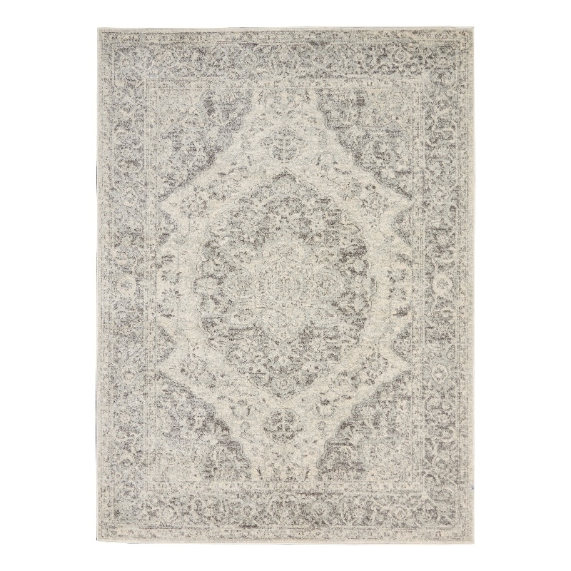 Nourison Tranquil 4' x 6' Ivory/Grey Farmhouse Indoor Rug Polypropylene