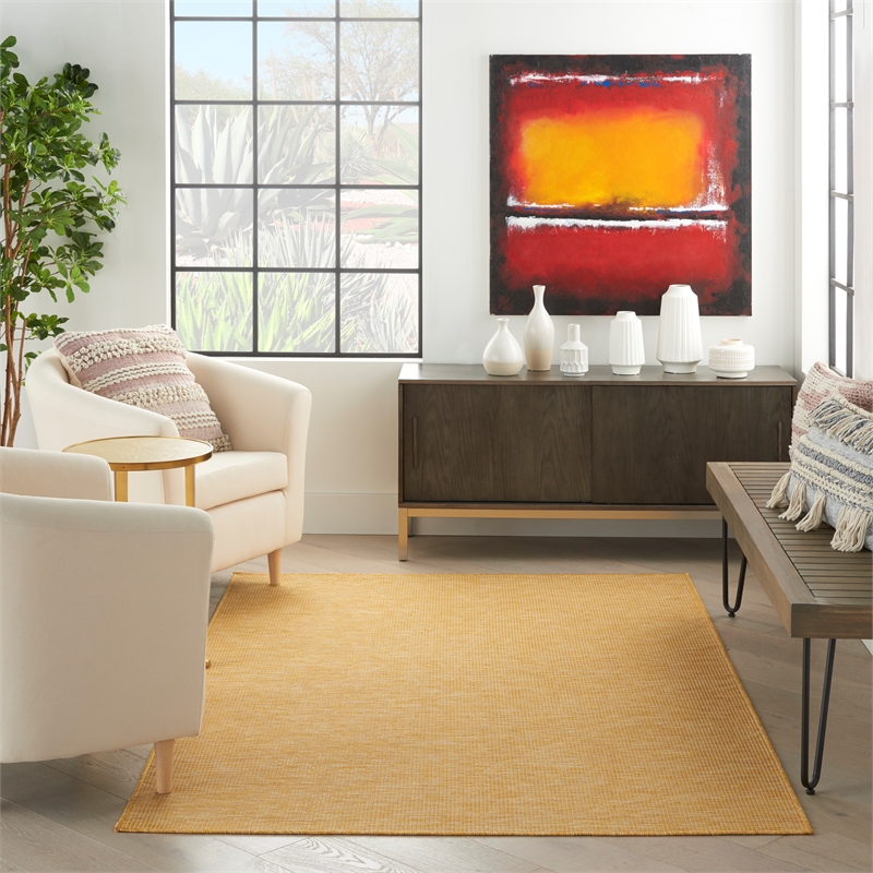 Nourison Positano 4' x 6' Yellow Fabric Modern Area Rug (4' x 6')