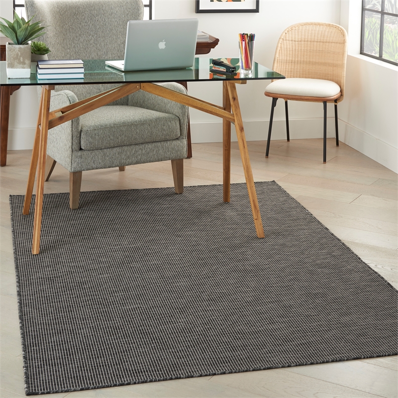 nourison positano 5' x 7' charcoal fabric modern area rug (5' x 7')