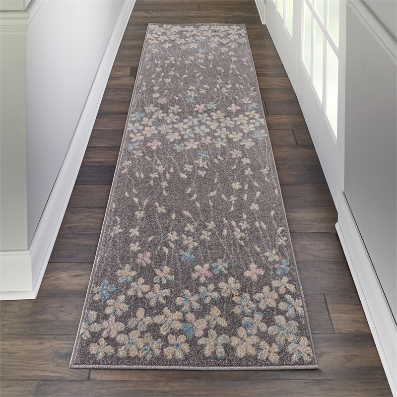 nourison tranquil 2'3&quot x 7'3&quot grey-beige indoor rug