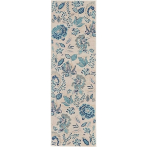 Nourison Tranquil 2'3&quot x 7'3&quot Ivory/Light Blue Farmhouse Indoor Rug