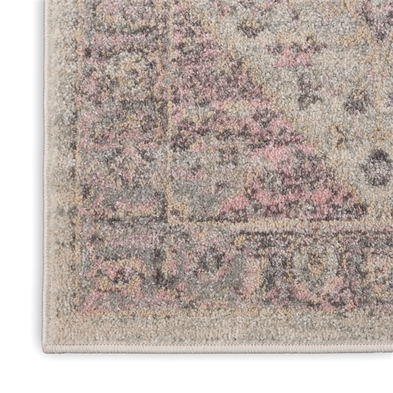 nourison tranquil 2'3&quot x 7'3&quot ivory/pink farmhouse indoor rug