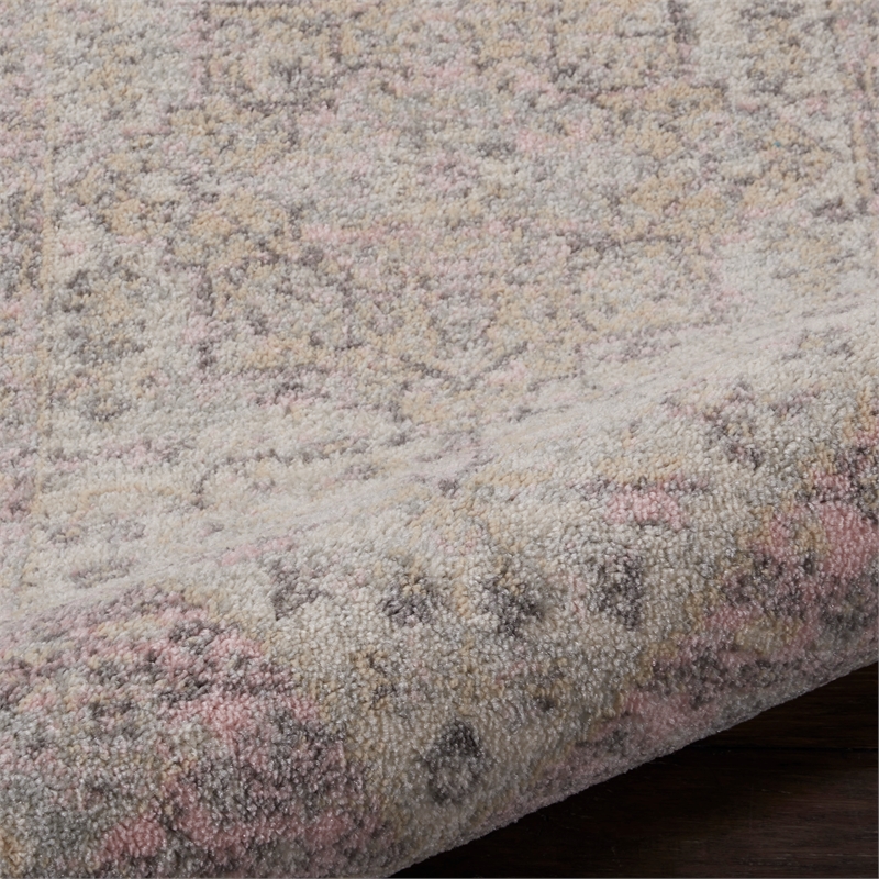 nourison tranquil 2'3&quot x 7'3&quot ivory/pink farmhouse indoor rug
