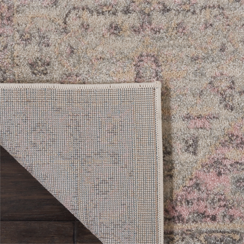 nourison tranquil 2'3&quot x 7'3&quot ivory/pink farmhouse indoor rug