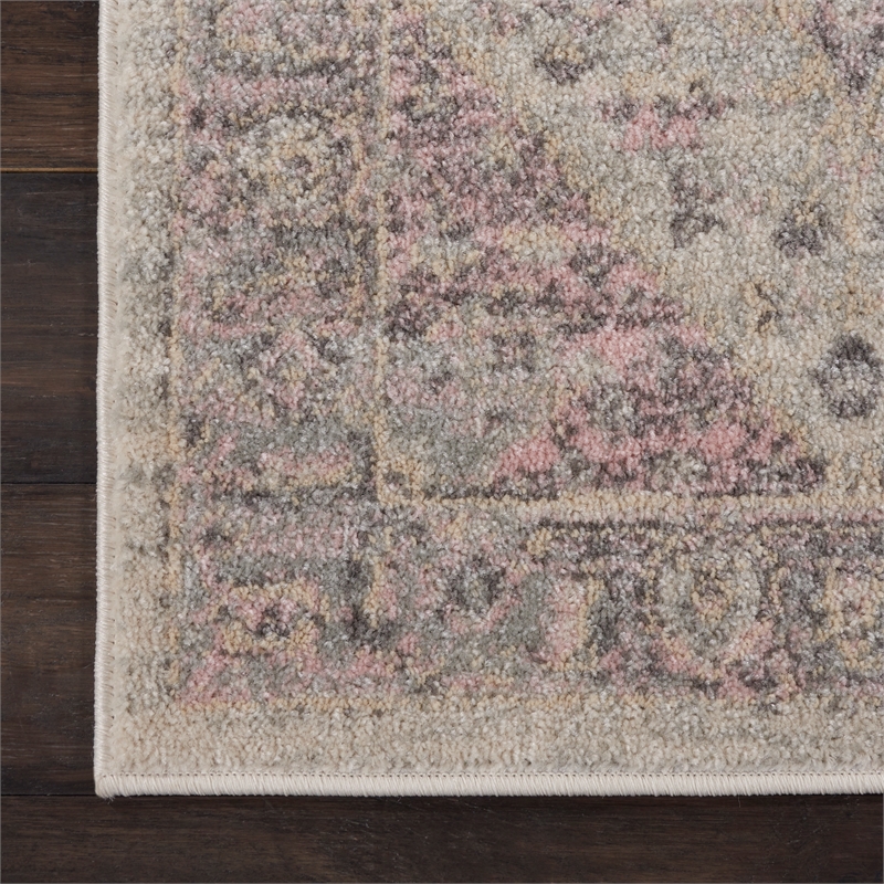 nourison tranquil 2'3&quot x 7'3&quot ivory/pink farmhouse indoor rug