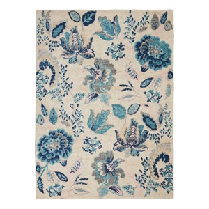 Nourison Tranquil 4' x 6' Ivory/Light Blue Farmhouse Indoor Rug Polypropylene