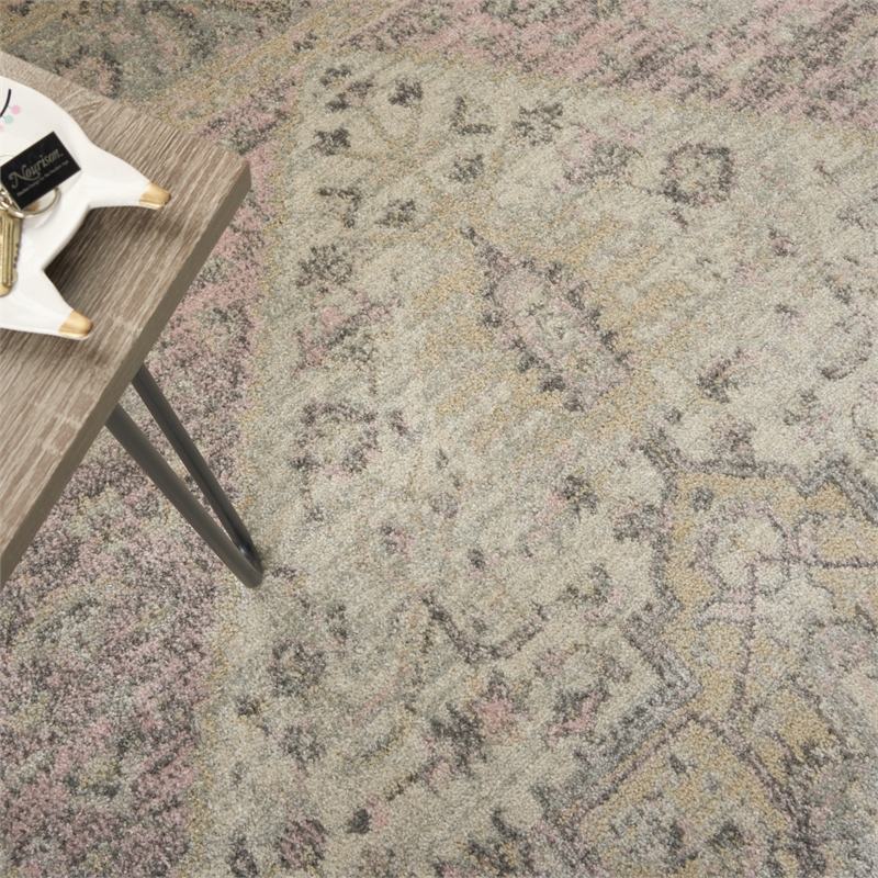 Nourison Tranquil 4' x 6' Fabric Ivory Pink Vintage Indoor Rug