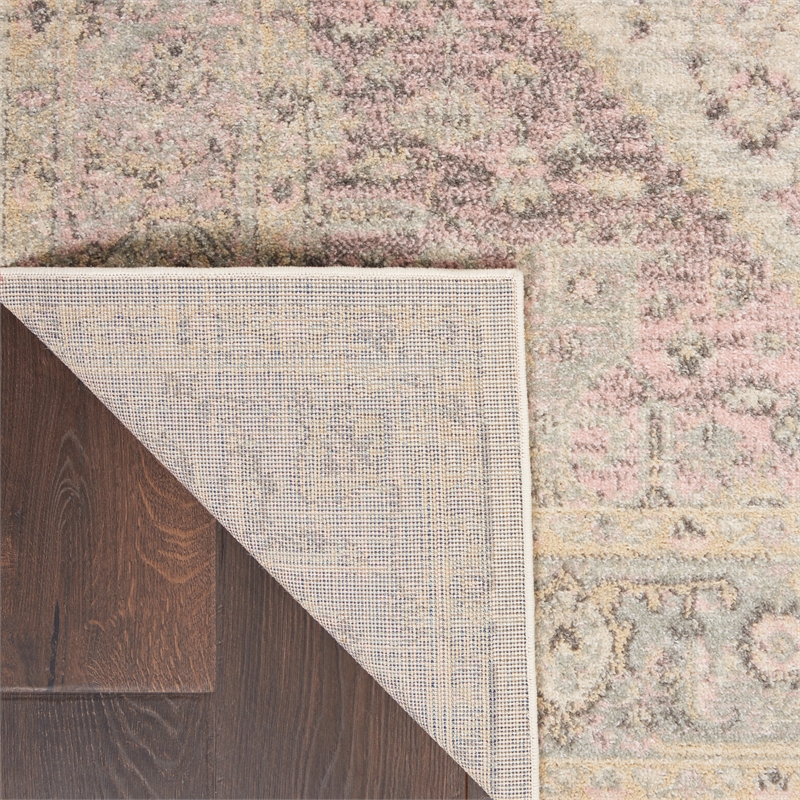 Nourison Tranquil 4' x 6' Fabric Ivory Pink Vintage Indoor Rug