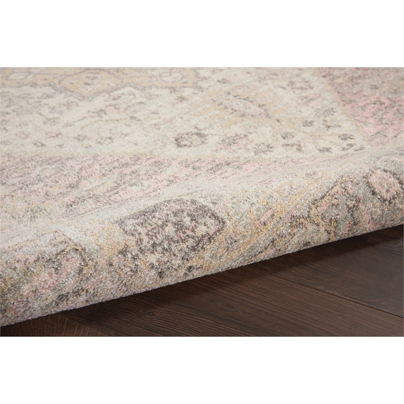 Nourison Tranquil 4' x 6' Fabric Ivory Pink Vintage Indoor Rug