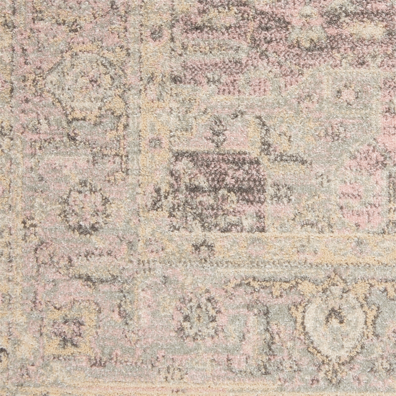 Nourison Tranquil 4' x 6' Fabric Ivory Pink Vintage Indoor Rug