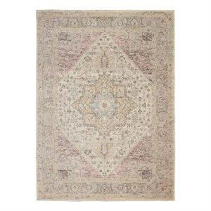 Nourison Tranquil 4' x 6' Fabric Ivory Pink Vintage Indoor Rug