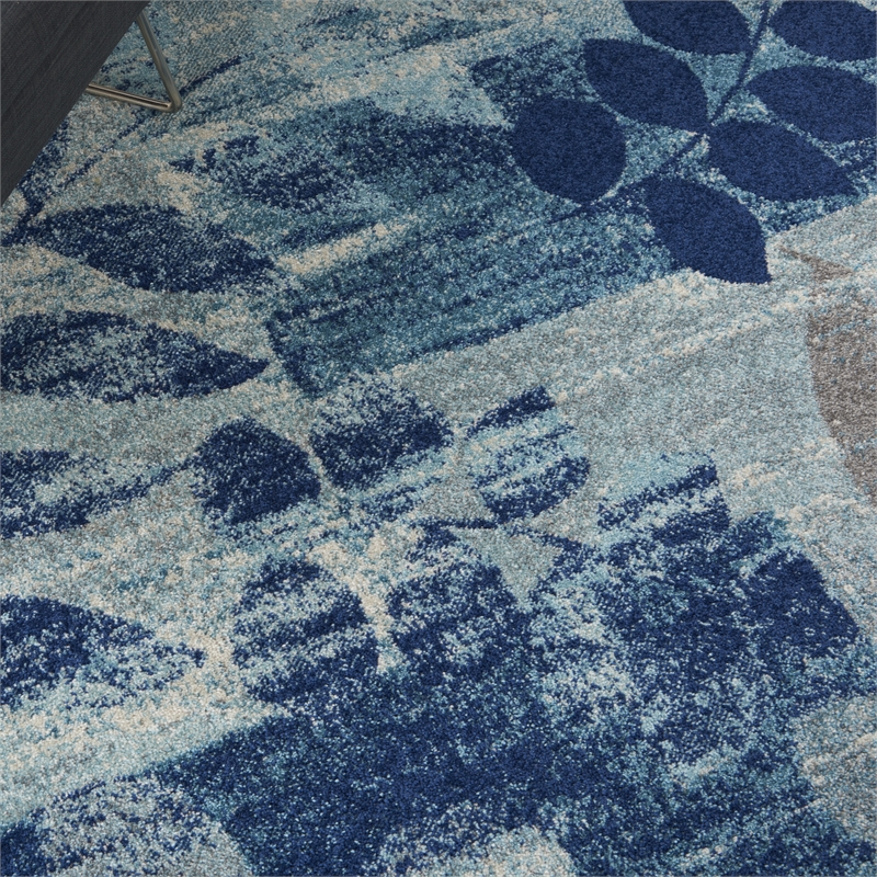 Nourison Tranquil 4' x 6' Navy/Light Blue Farmhouse Indoor Rug Polypropylene