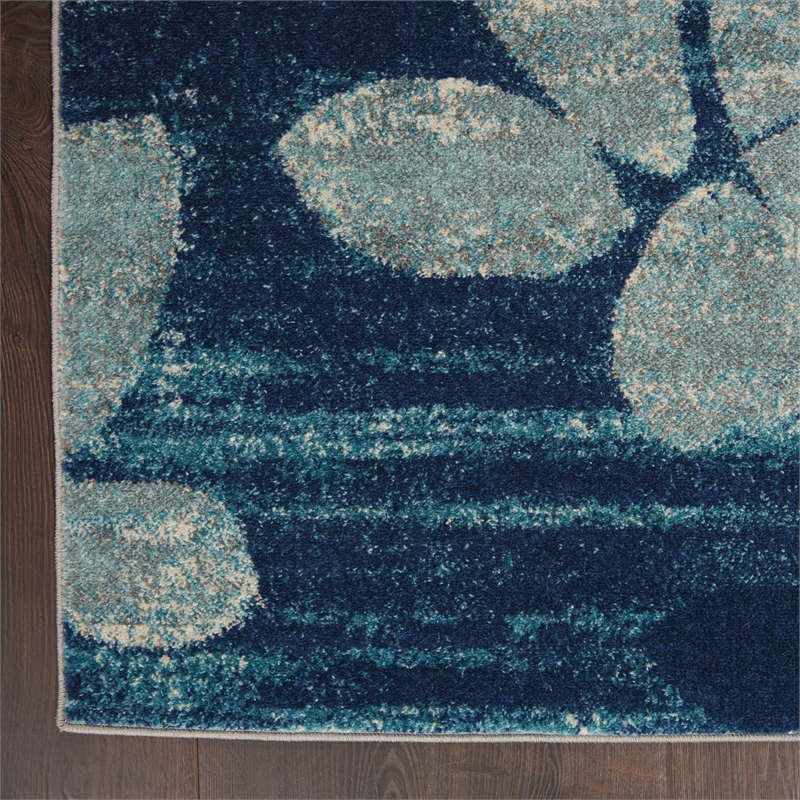 Nourison Tranquil 4' x 6' Navy/Light Blue Farmhouse Indoor Rug Polypropylene