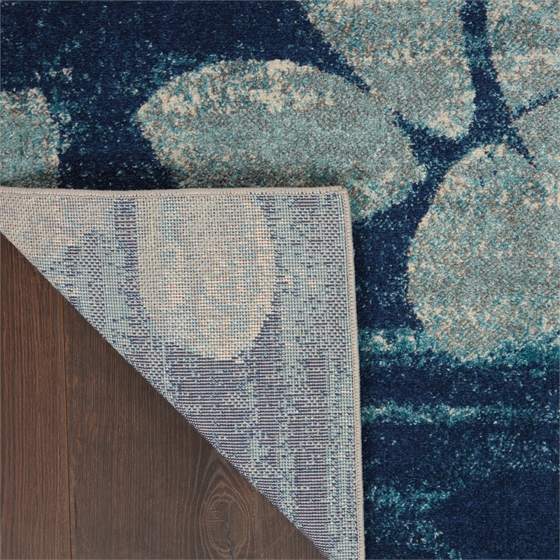 Nourison Tranquil 4' x 6' Navy/Light Blue Farmhouse Indoor Rug Polypropylene