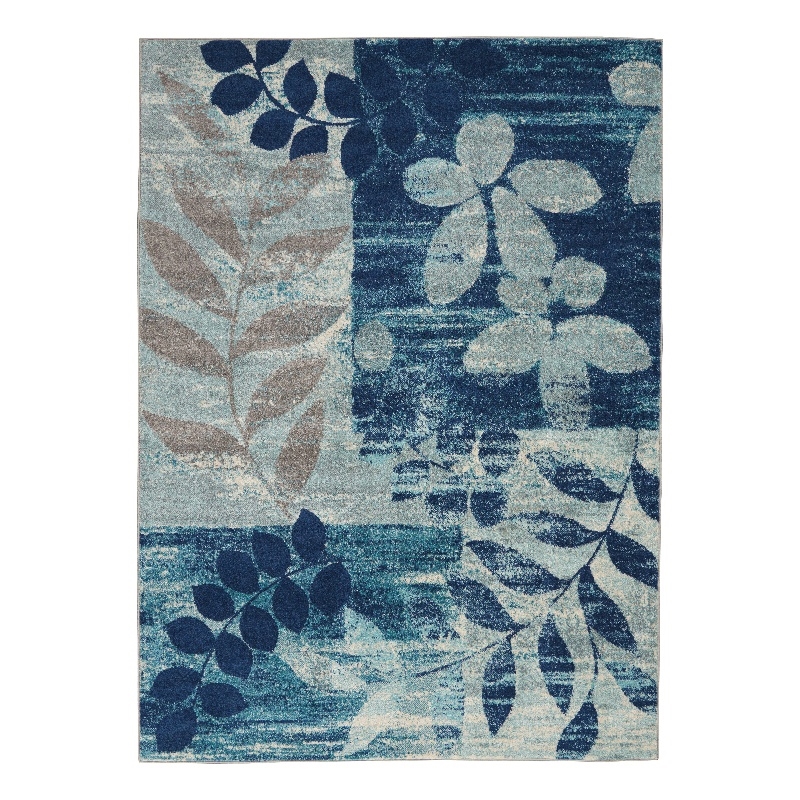 Nourison Tranquil 4' x 6' Navy/Light Blue Farmhouse Indoor Rug Polypropylene