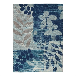 Nourison Tranquil 4' x 6' Navy/Light Blue Farmhouse Indoor Rug Polypropylene