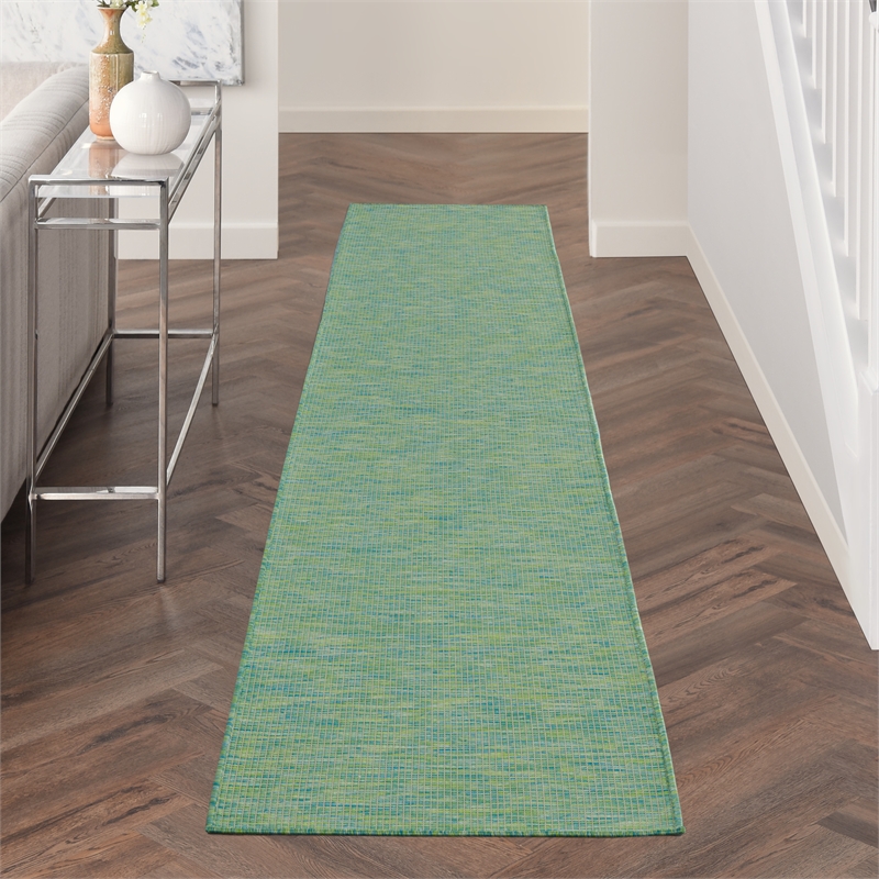 Nourison Positano 10' Runner Blue Green Fabric Modern Area Rug (10' Runner)